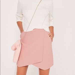 Missguided Asymmetic Wrap Pink Skirt